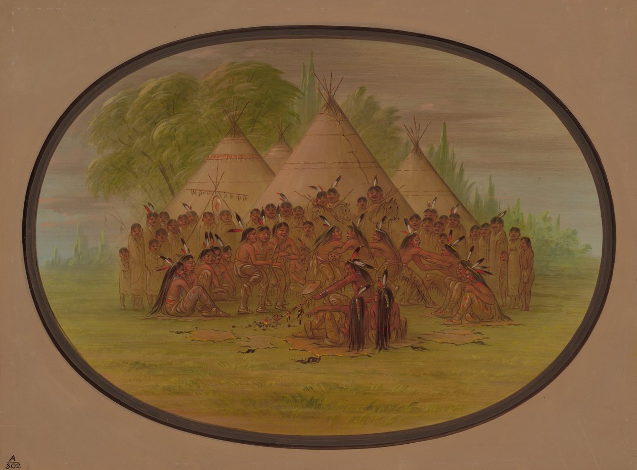 Pijpdans - Assinneboine, 1861-1869 door George Catlin