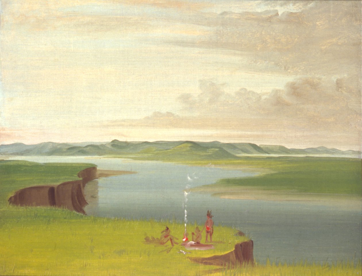 Prairie Bluffs bij zonsopgang, bij de monding van de Yellowstone River door George Catlin