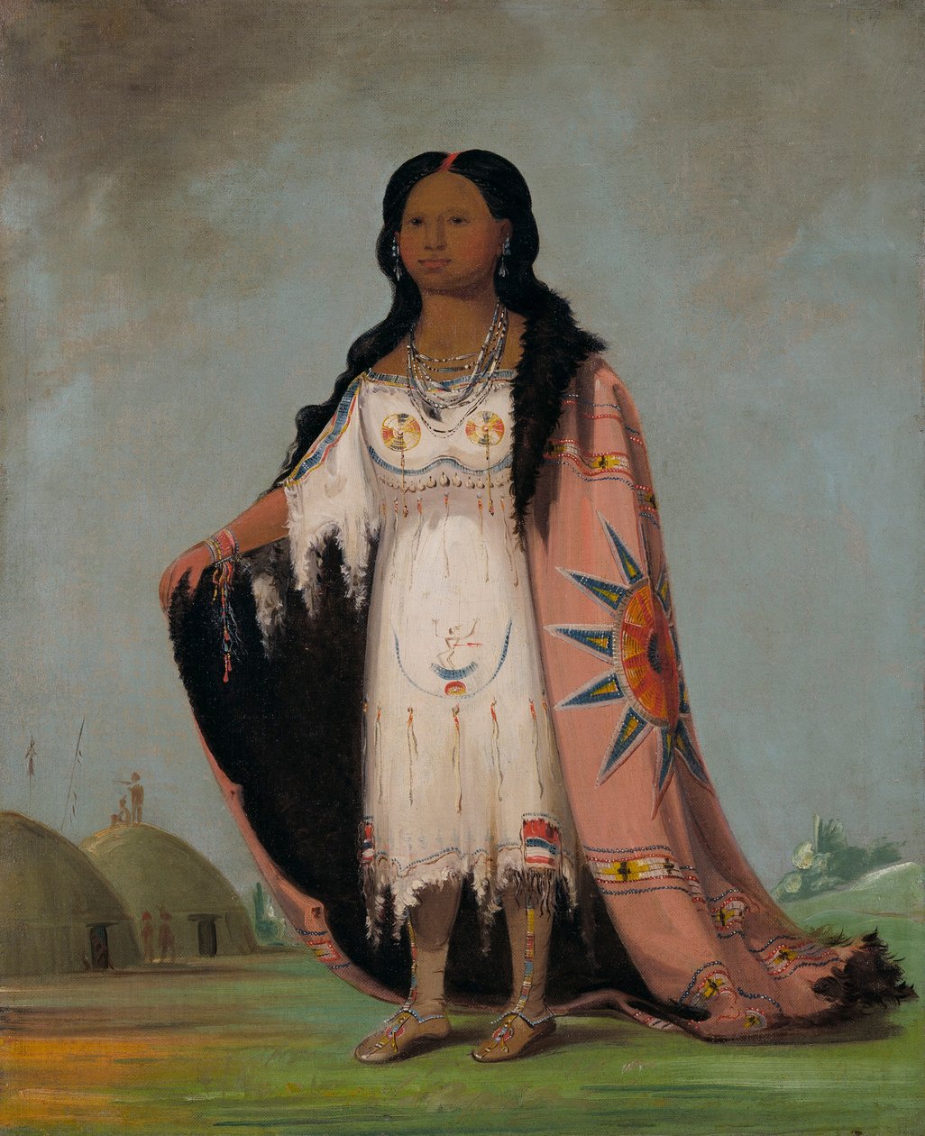 Pshán-shaw, Zoetgeurend Gras, Twaalfjarige Dochter van Bloedige Hand door George Catlin