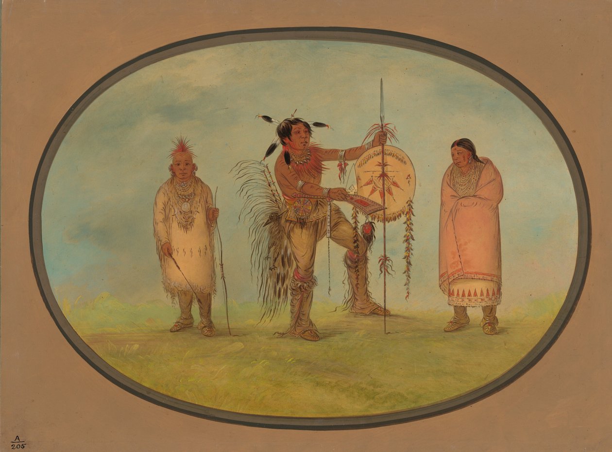Saukie krijger, zijn vrouw en een jongen, 1861-1869 door George Catlin