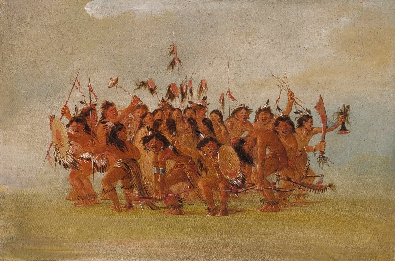 Scalp Dance, monding van de Teton-rivier door George Catlin
