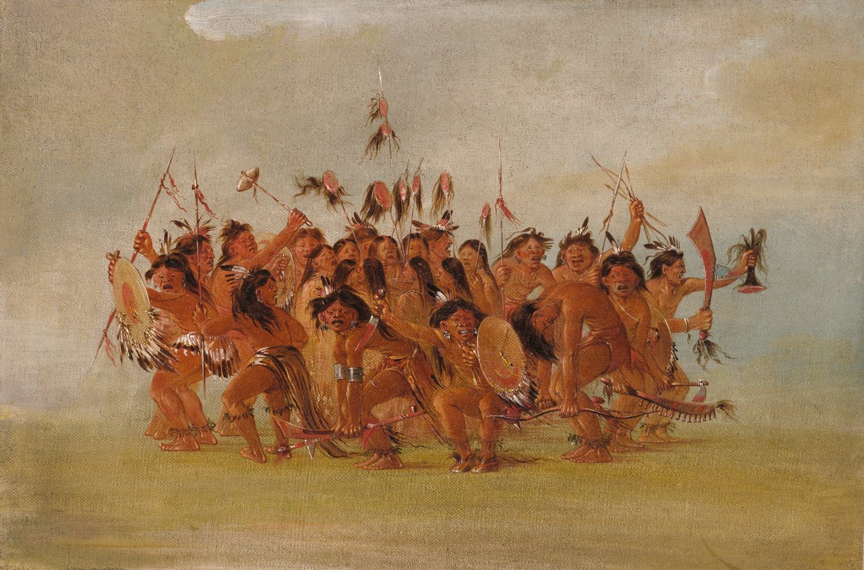 Scalpdans, monding van de Teton-rivier door George Catlin