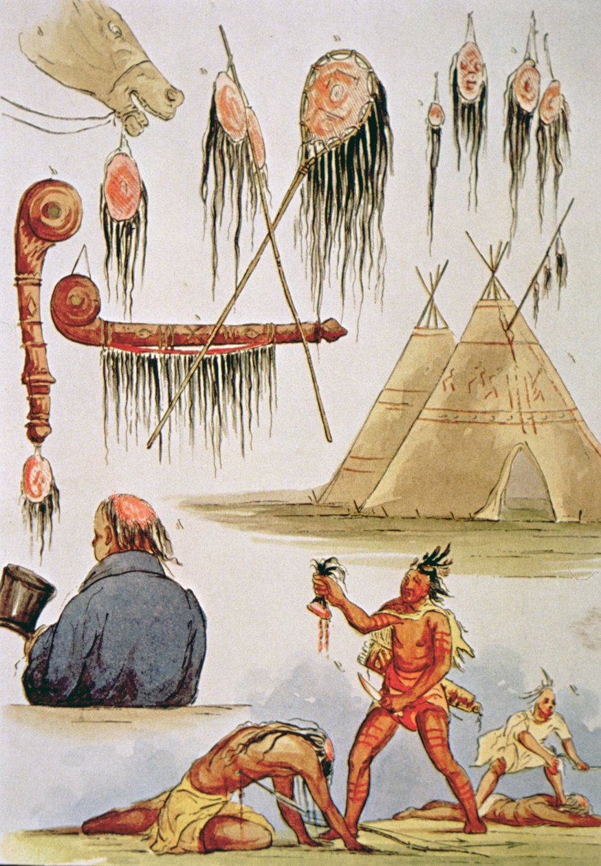 Scalperen en decoratief gebruik van scalpen door George Catlin