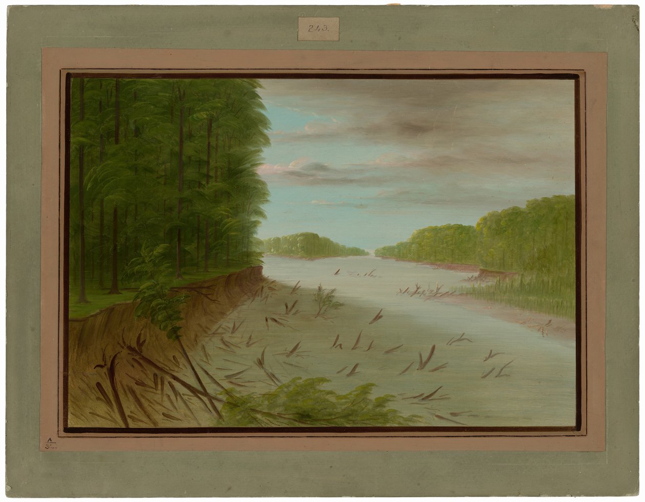 Scène aan de benedenloop van de Mississippi door George Catlin