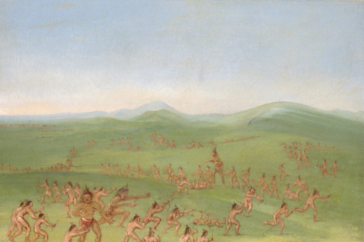 Schaamtegevecht, Mandan Boys door George Catlin