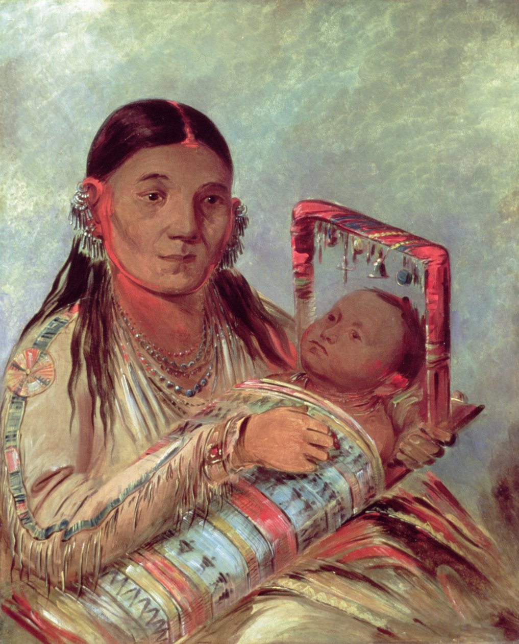 Sioux moeder en baby, c.1830 door George Catlin