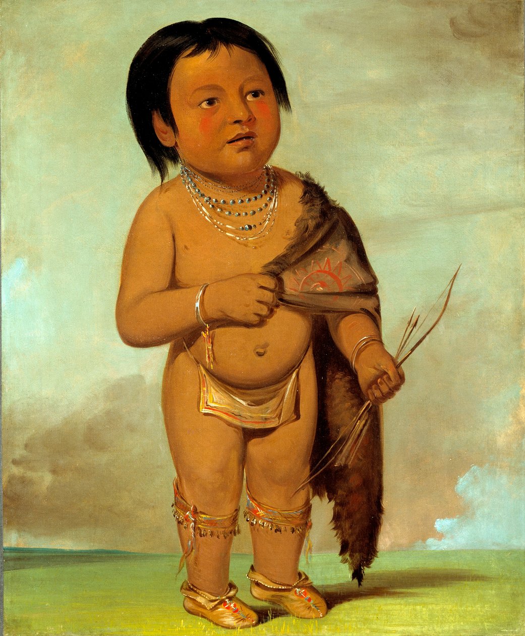 Tcha-aés-ka-ding, kleinzoon van het rugvet van de buffelstier door George Catlin