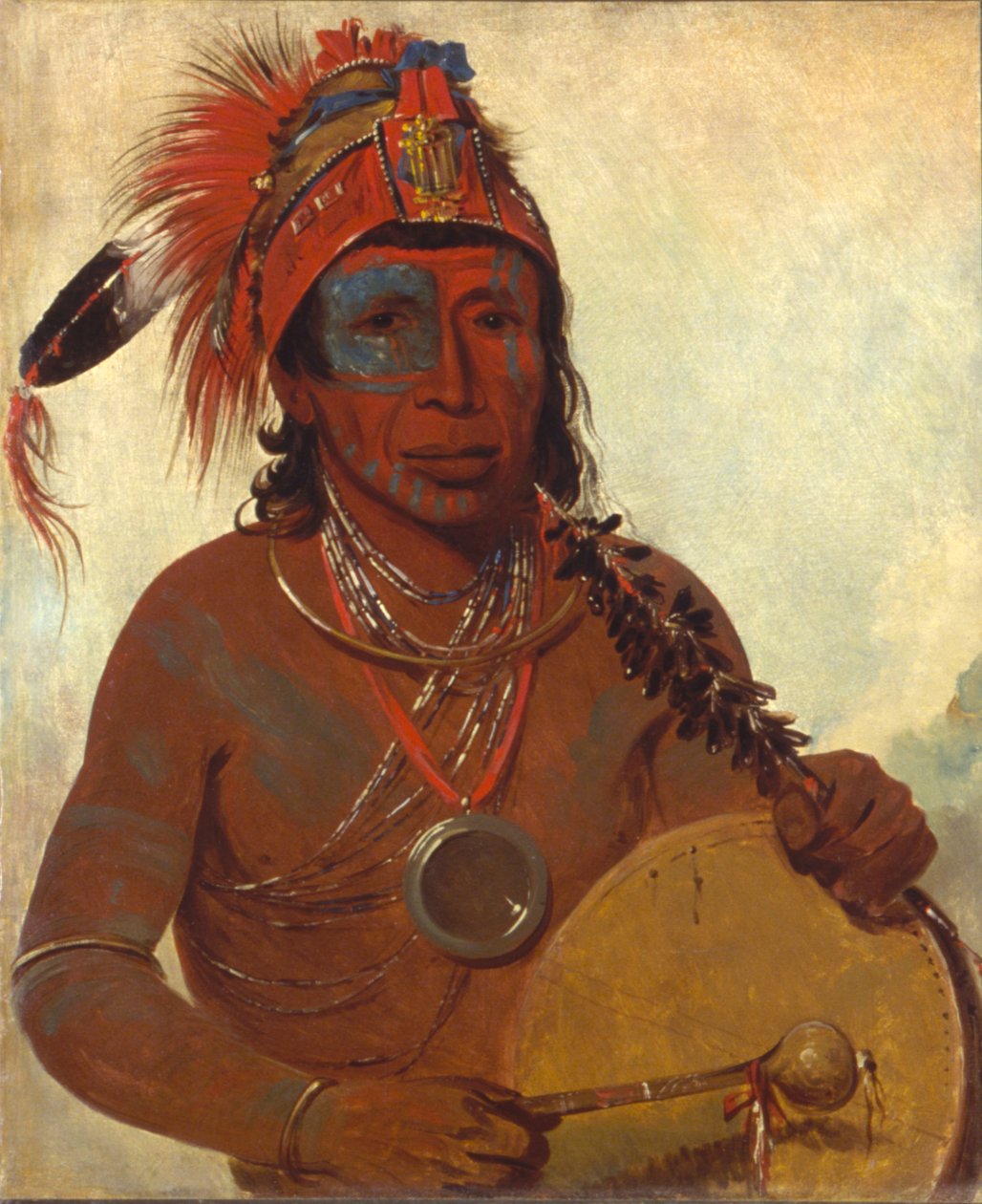 Tóh-to-wah-kón-da-pee, Blauw Medicijn, een Medicijnman van de Ting-ta-to-ah Band door George Catlin