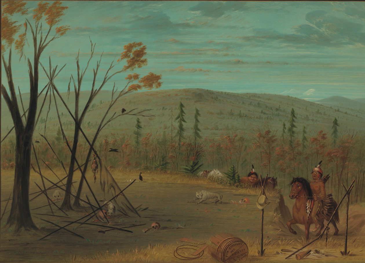 De Cheyenne Broers Terugkerend van Hun Herfstjacht, 1861-1869 door George Catlin