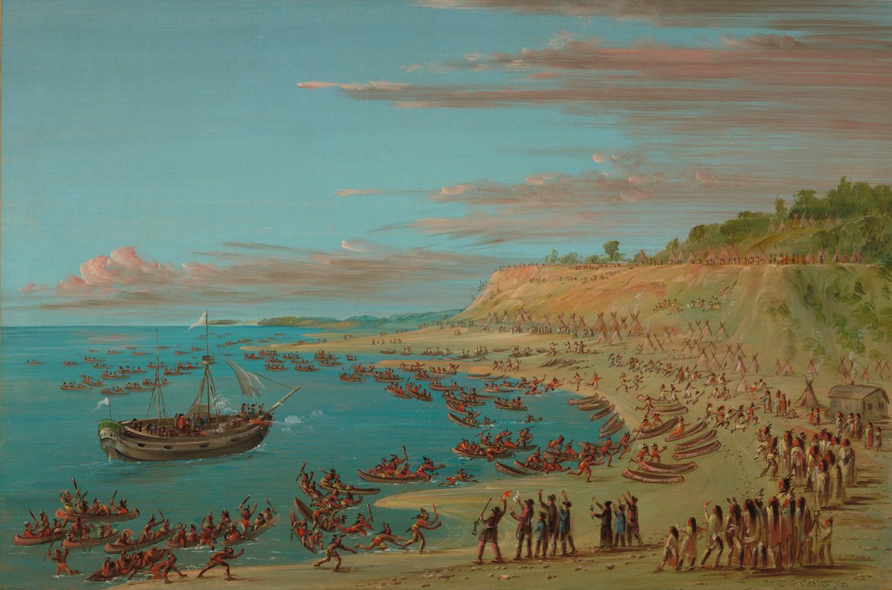 De Griffin komt de haven van Mackinaw binnen. 27 augustus 1679 door George Catlin