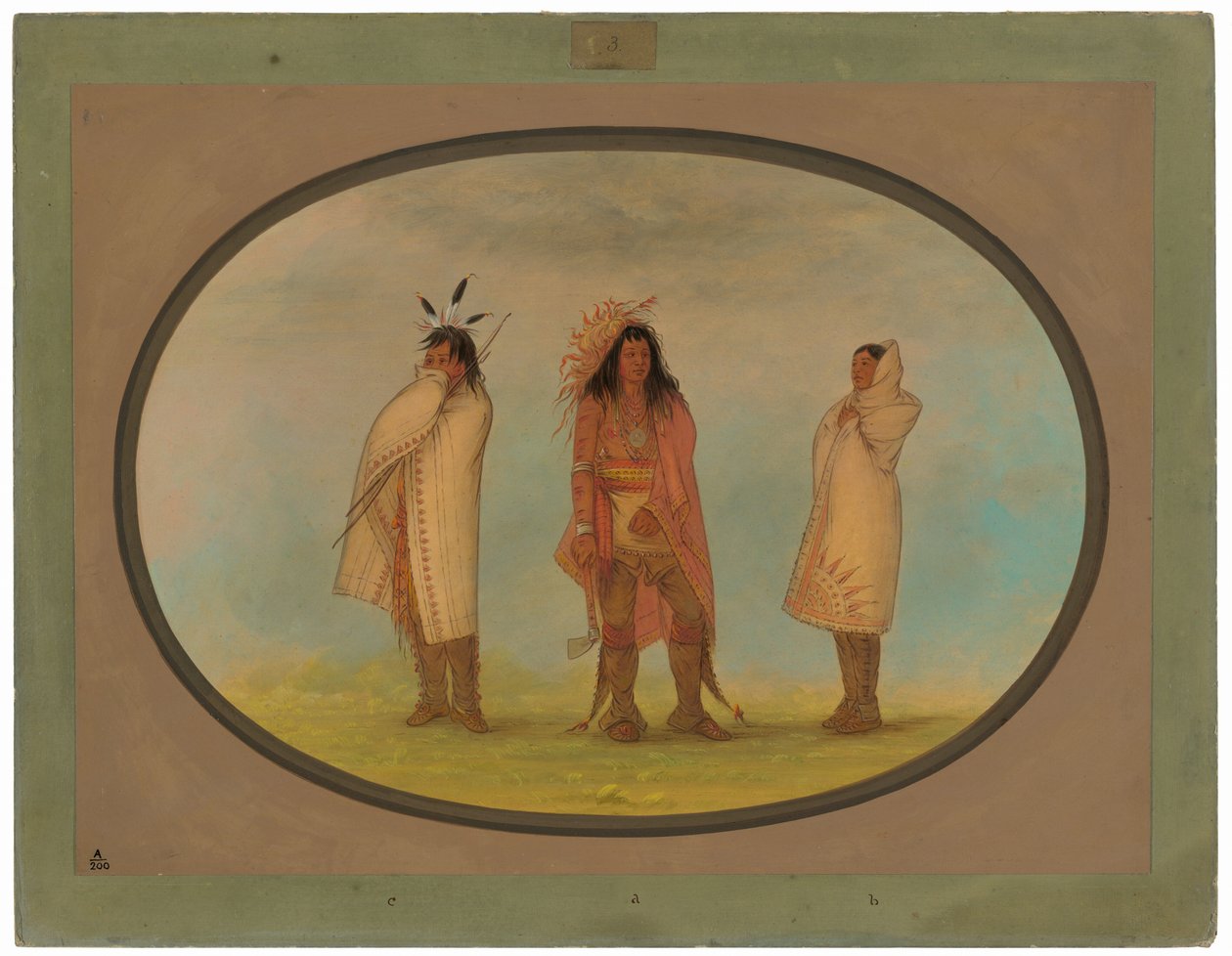 Drie Iroquois-indianen door George Catlin