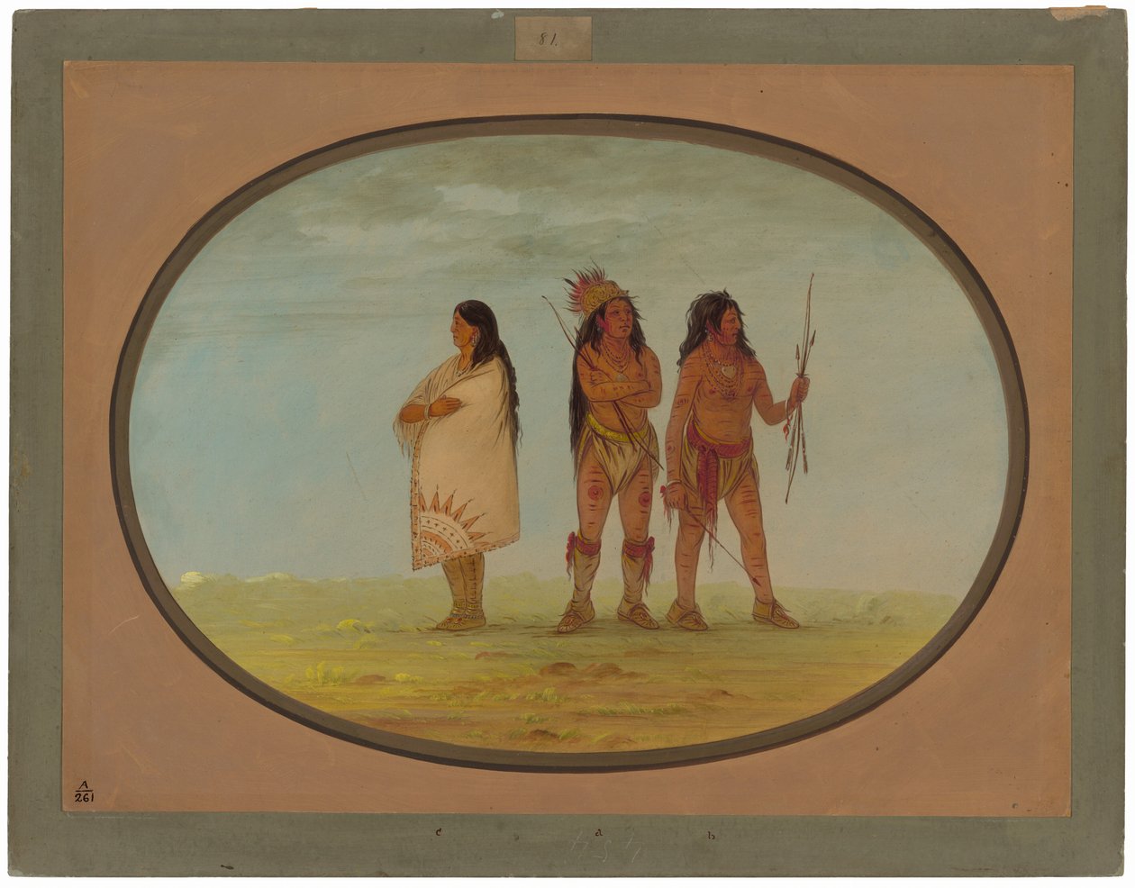 Drie Navajo-indianen door George Catlin