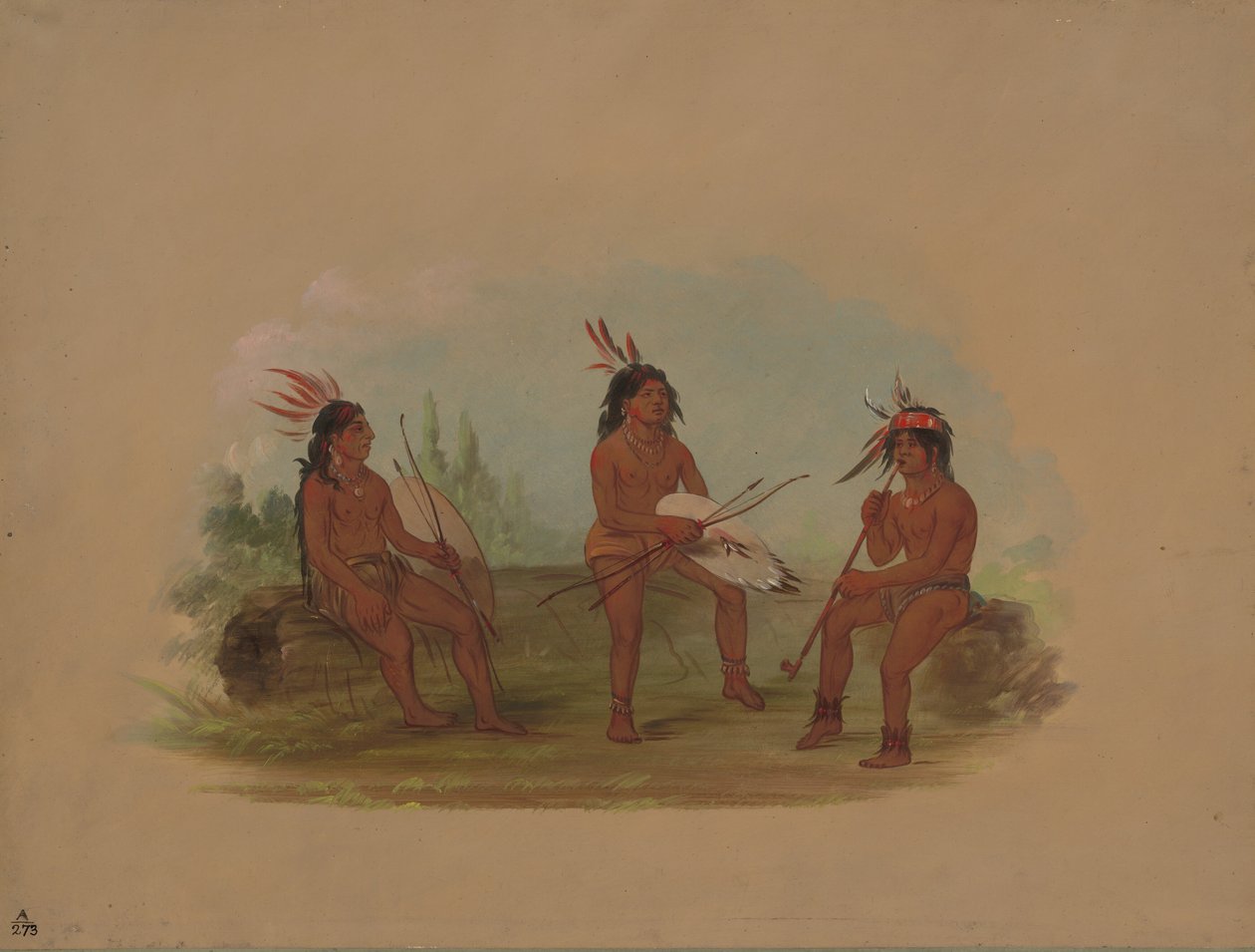 Drie Jonge Chinook Mannen door George Catlin