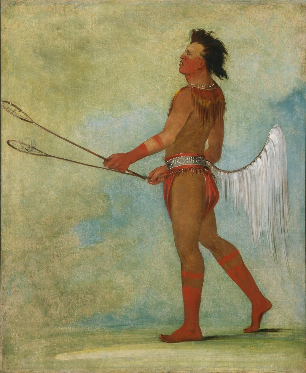 Tul-lock-chísh-ko, drinkt het sap van de steen, in balspelerskleding door George Catlin