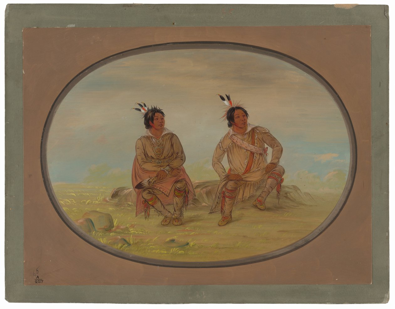 Twee Choctaw Indianen door George Catlin