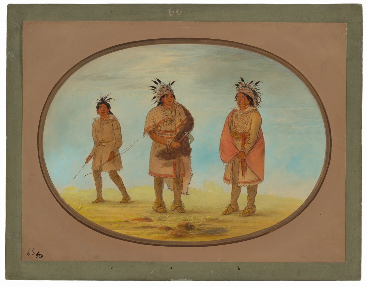 Twee Weeah Krijgers en een Vrouw door George Catlin