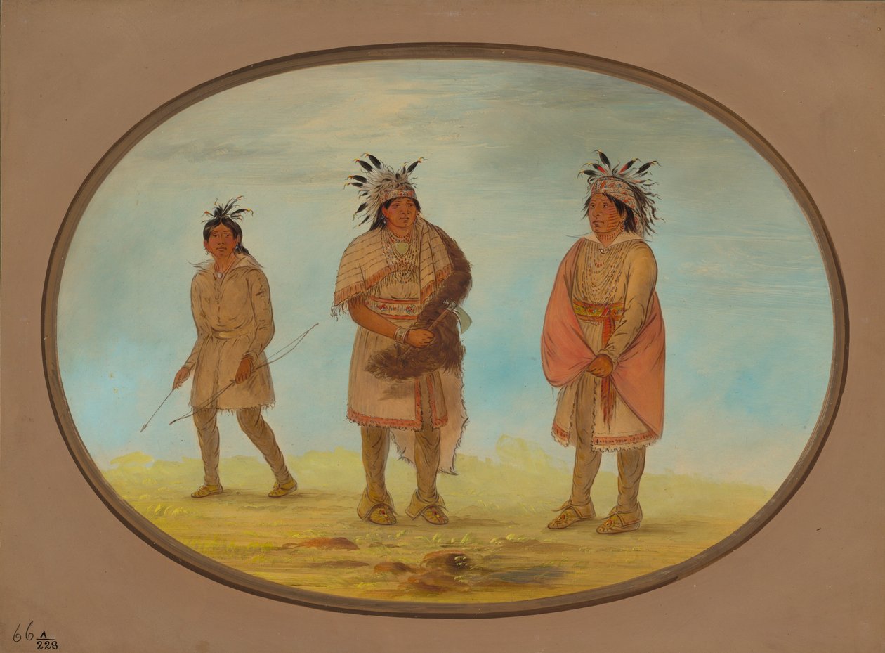 Twee Weeah Krijgers en een Vrouw door George Catlin
