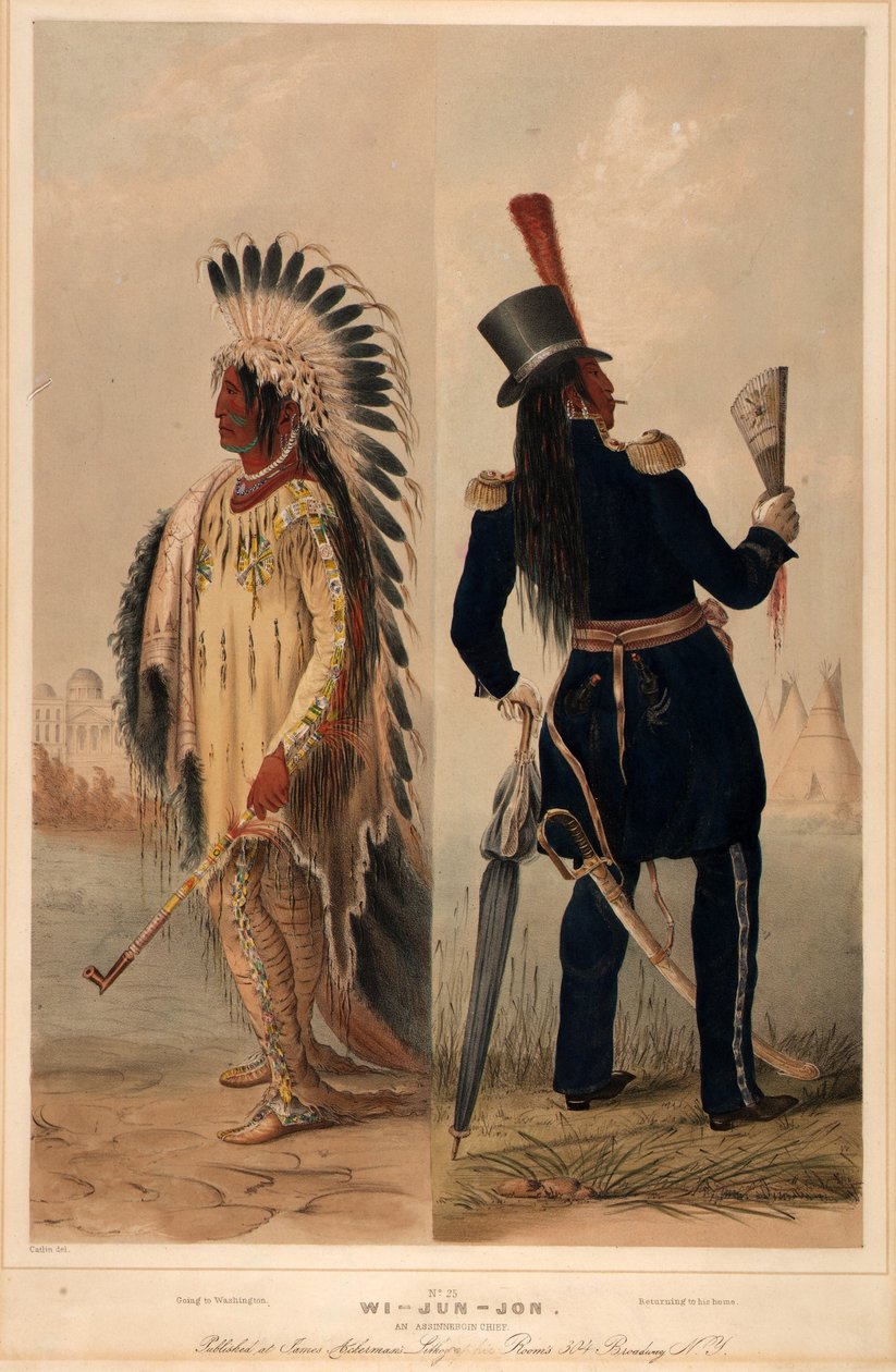 Wi-jun-jon. Een Assinneboin opperhoofd. door George Catlin