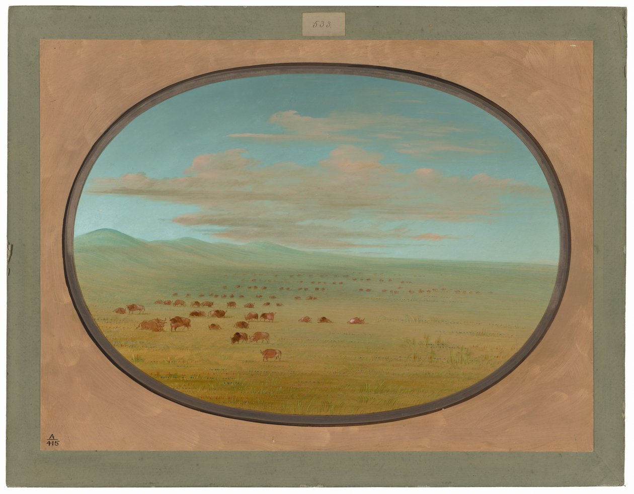 Wilde runderen grazen op de Pampa del Sacramento door George Catlin