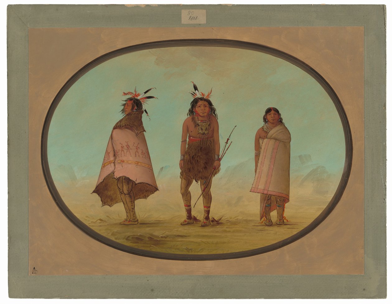 Yntah medicijnman, een krijger en een vrouw door George Catlin