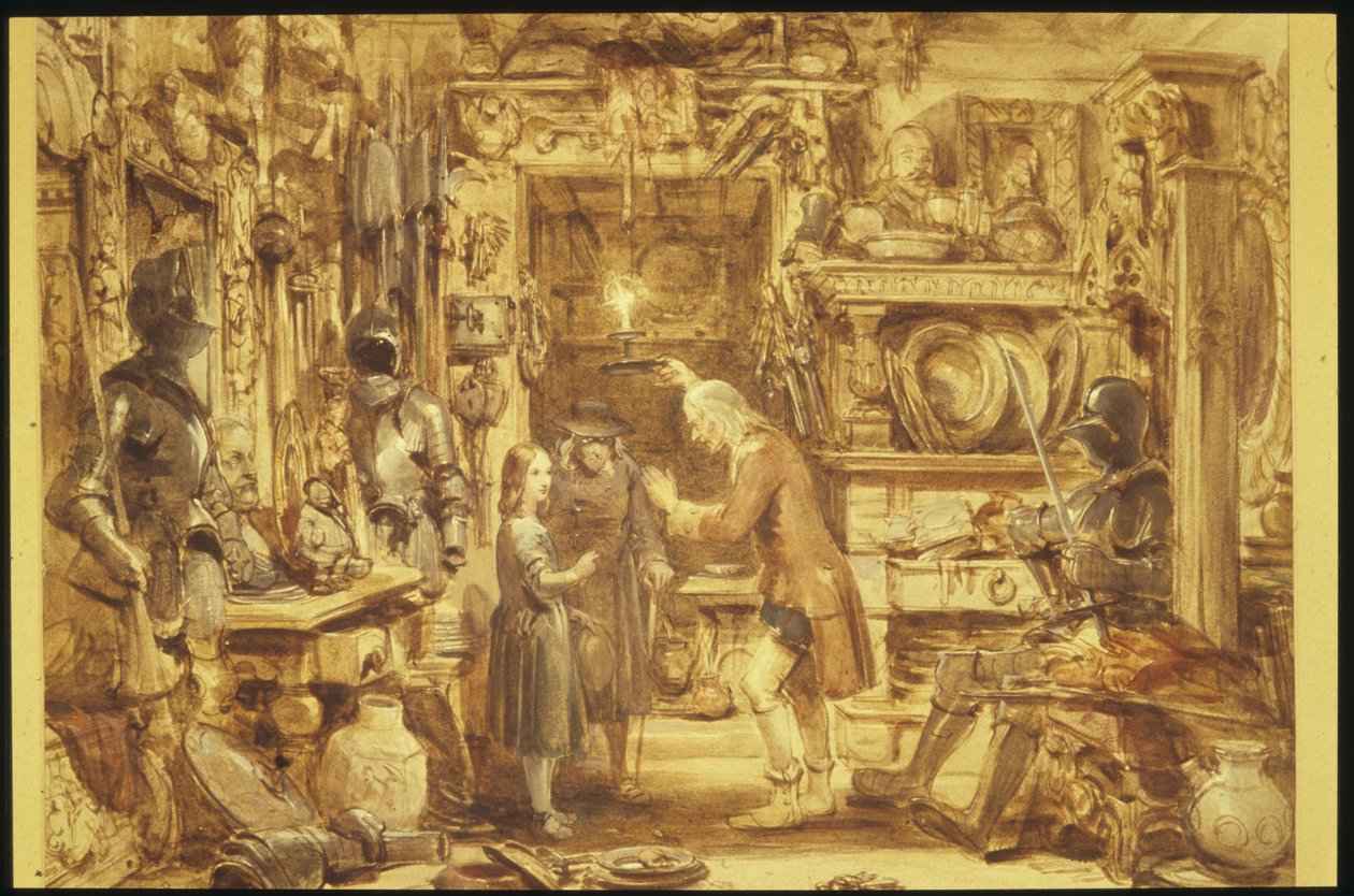 Het Oude Curiosity Shop  Little Nells Huis  Interieur van het Oude Curiosity Shop, 1840 door George Cattermole