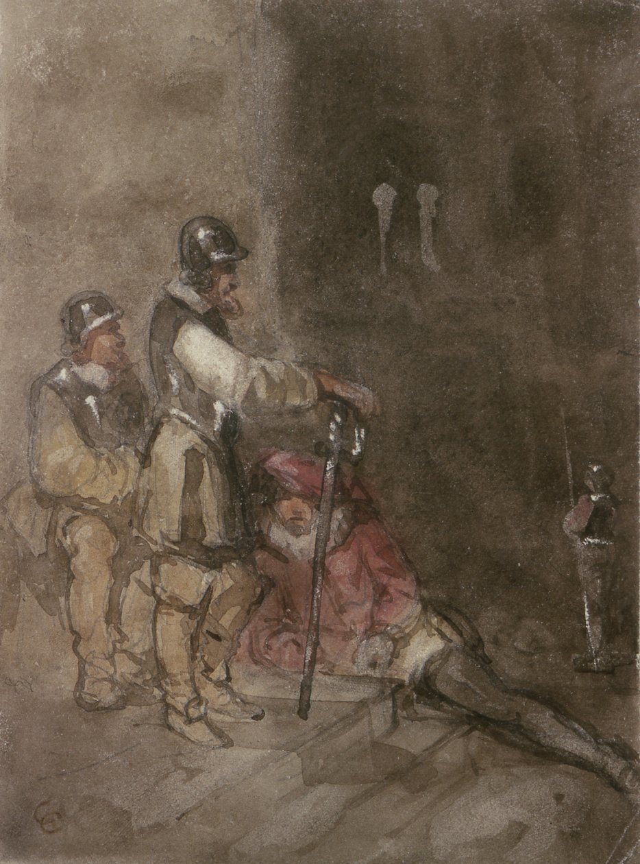 Ongeïdentificeerd Historisch Onderwerp, met Soldaten door George Cattermole