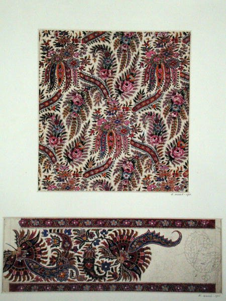 Stofontwerpen voor Paisley Sjaals, c.1871 (gouache op papier) door George Charles Haite