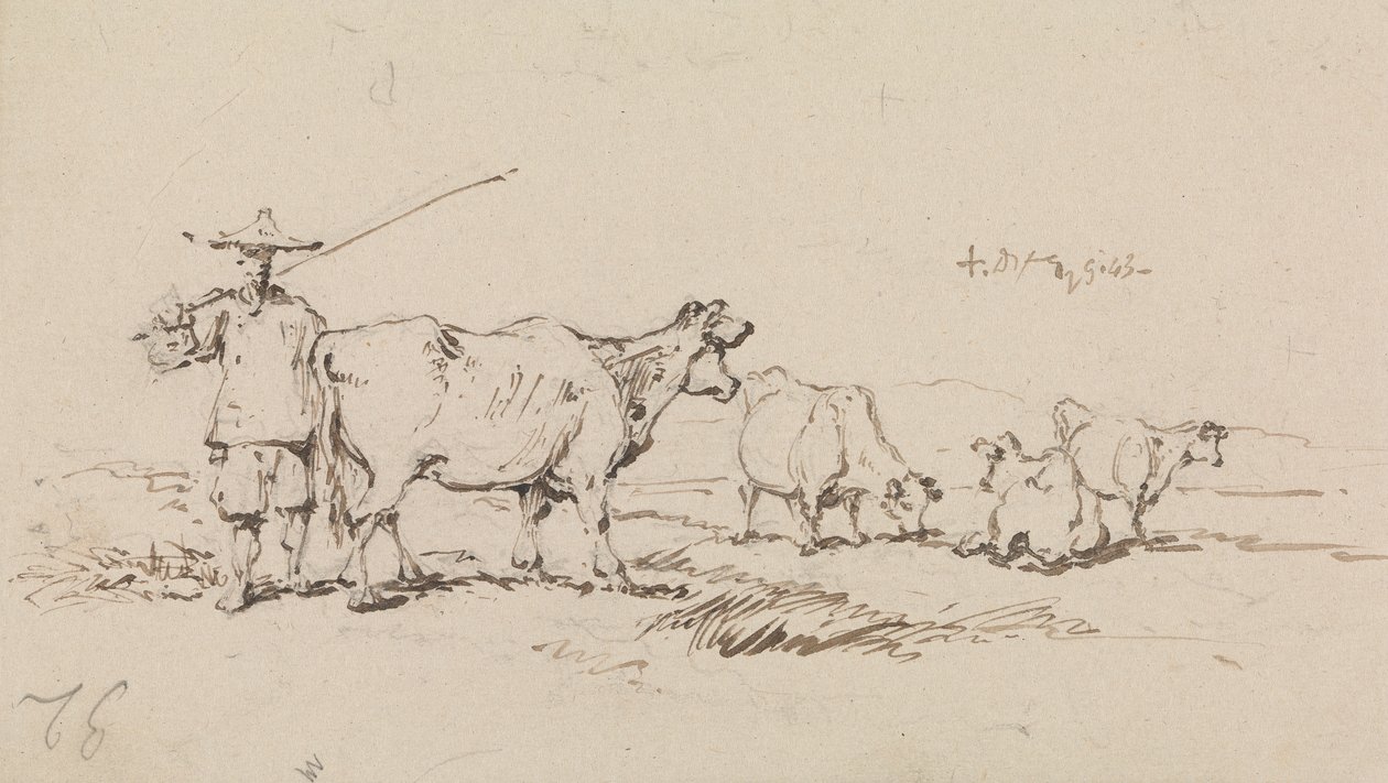Een Boer met Vee door George Chinnery