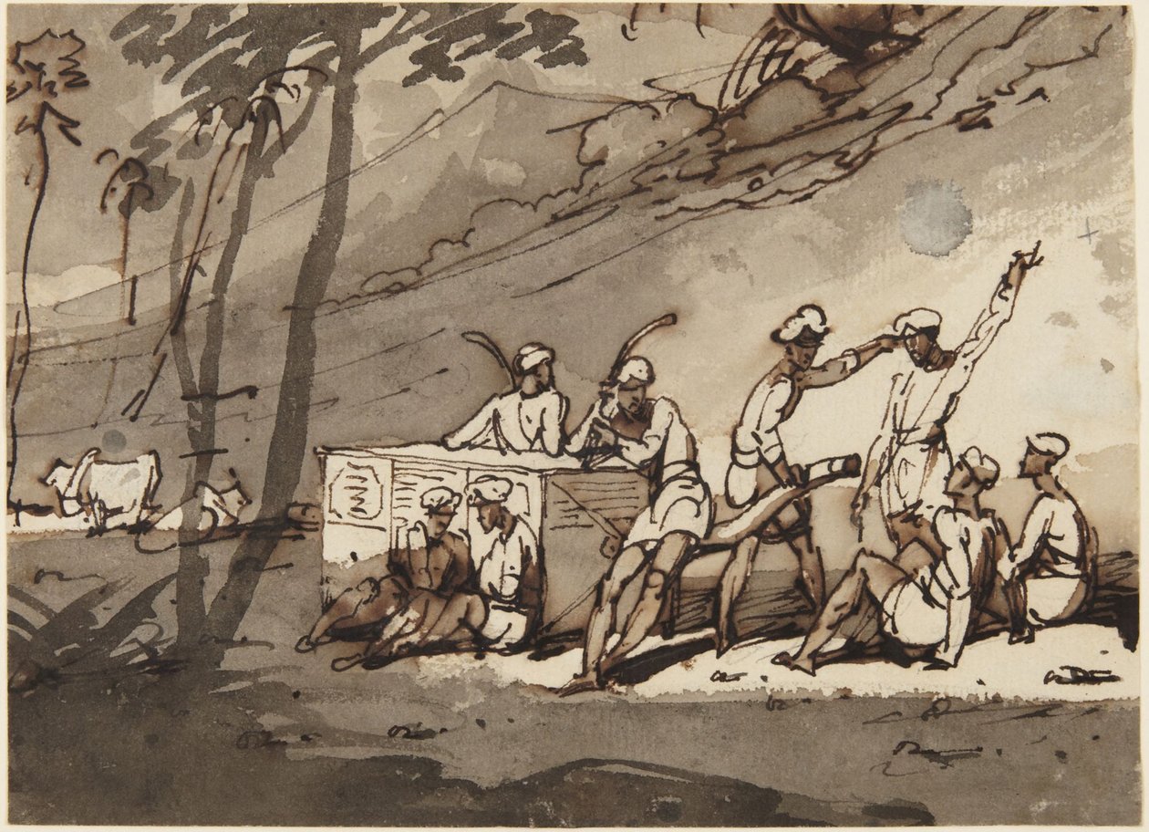 Veldoven en figuren door George Chinnery