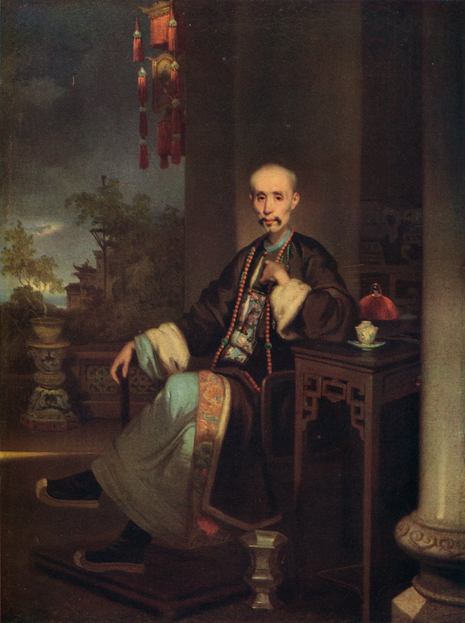 Hoe Qua, hoofd van de Hong-handelaren in Canton door George Chinnery