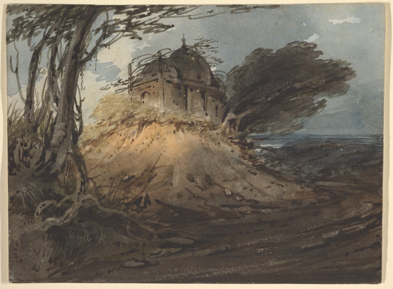 Indiase tempel door George Chinnery