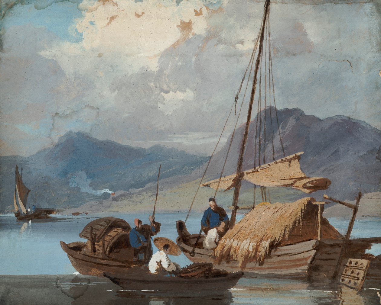 Tankaboot bij Macau door George Chinnery