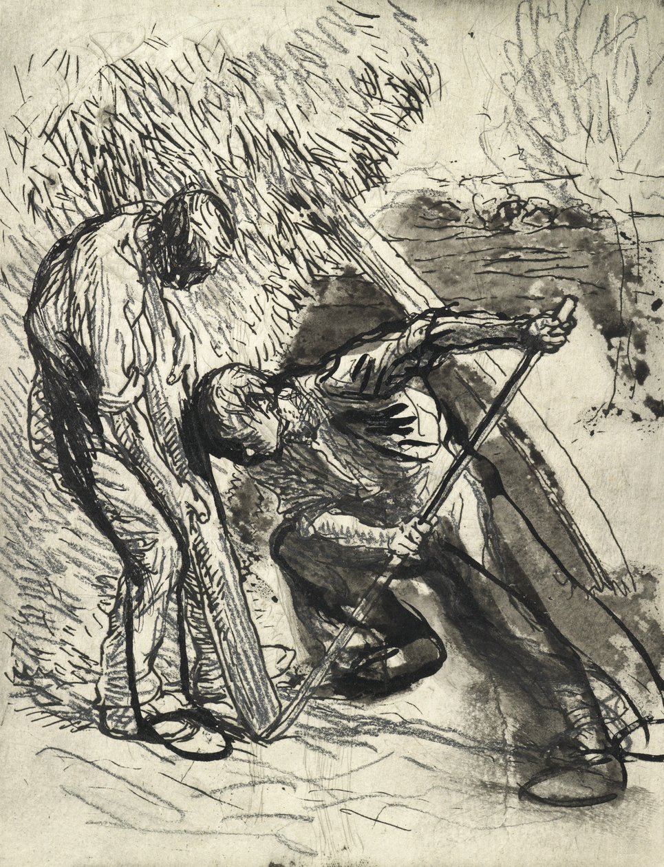 Het stutten van de hooiberg, ca.1900 door George Clausen