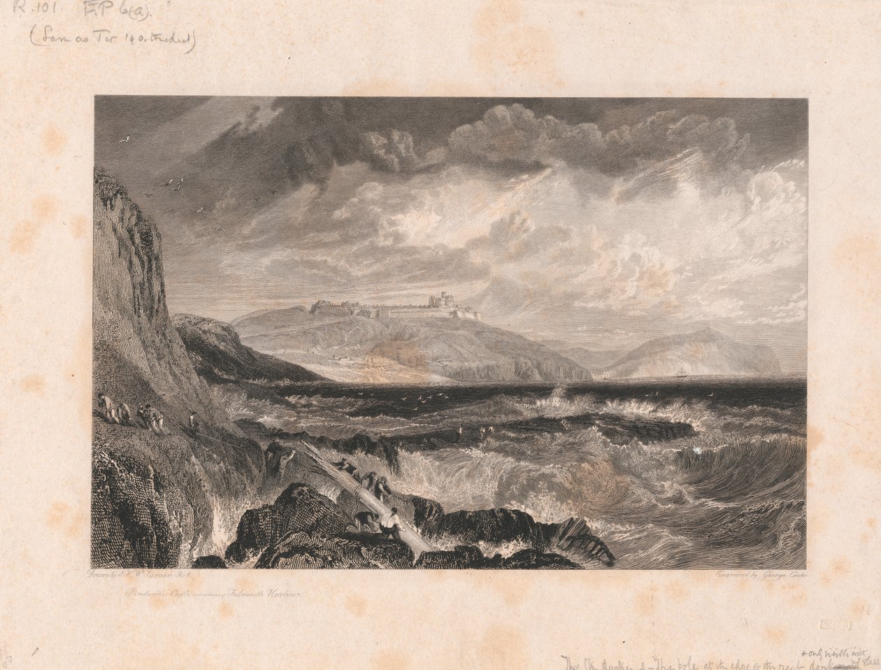 Pendennis Castle en Ingang van de Haven van Falmouth door George Cooke