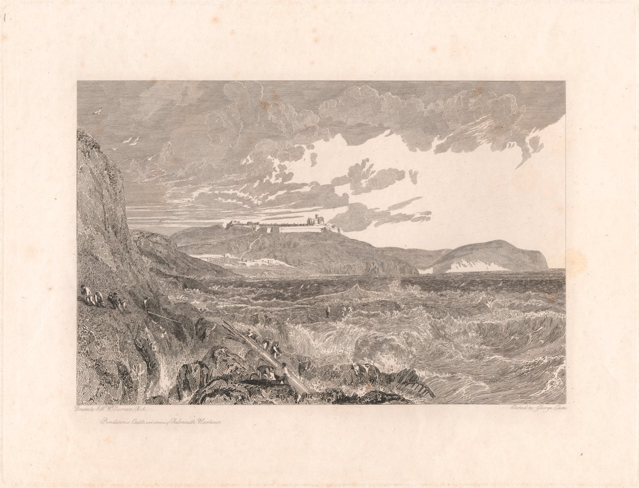 Pendennis Castle en ingang van Falmouth Harbour door George Cooke