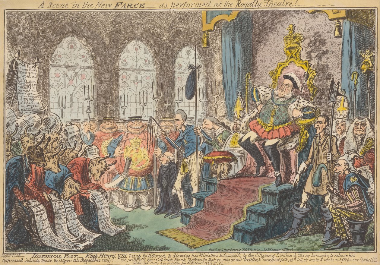 Een scène in de nieuwe klucht - zoals uitgevoerd in het Royalty Theatre! door George Cruikshank