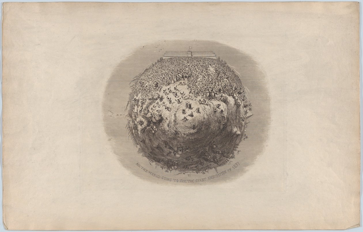 De hele wereld gaat de Grote Tentoonstelling van 1851 zien, 1851 door George Cruikshank