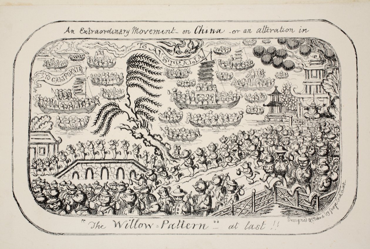 Een Buitengewone Beweging op China - of - een verandering in Het Wilgenpatroon eindelijk!! door George Cruikshank