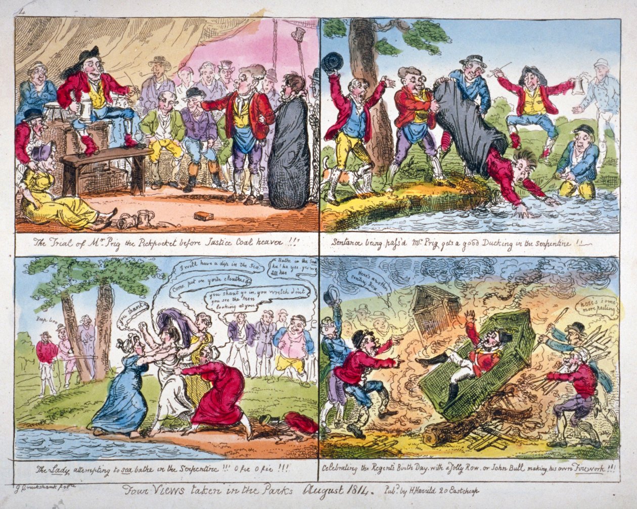 Vier Zichten Genomen in de Parken door George Cruikshank