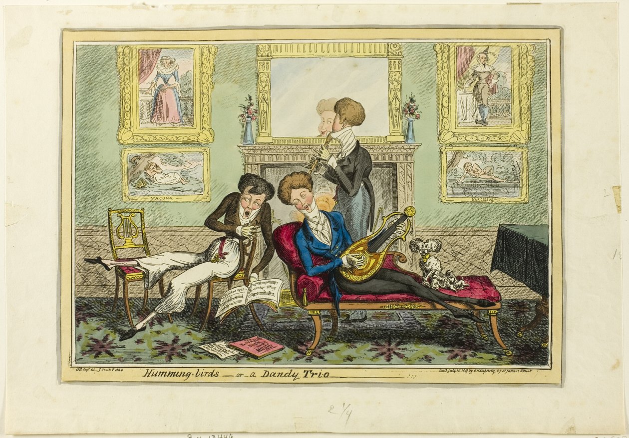 Kolibries, of Een Dandy Trio door George Cruikshank