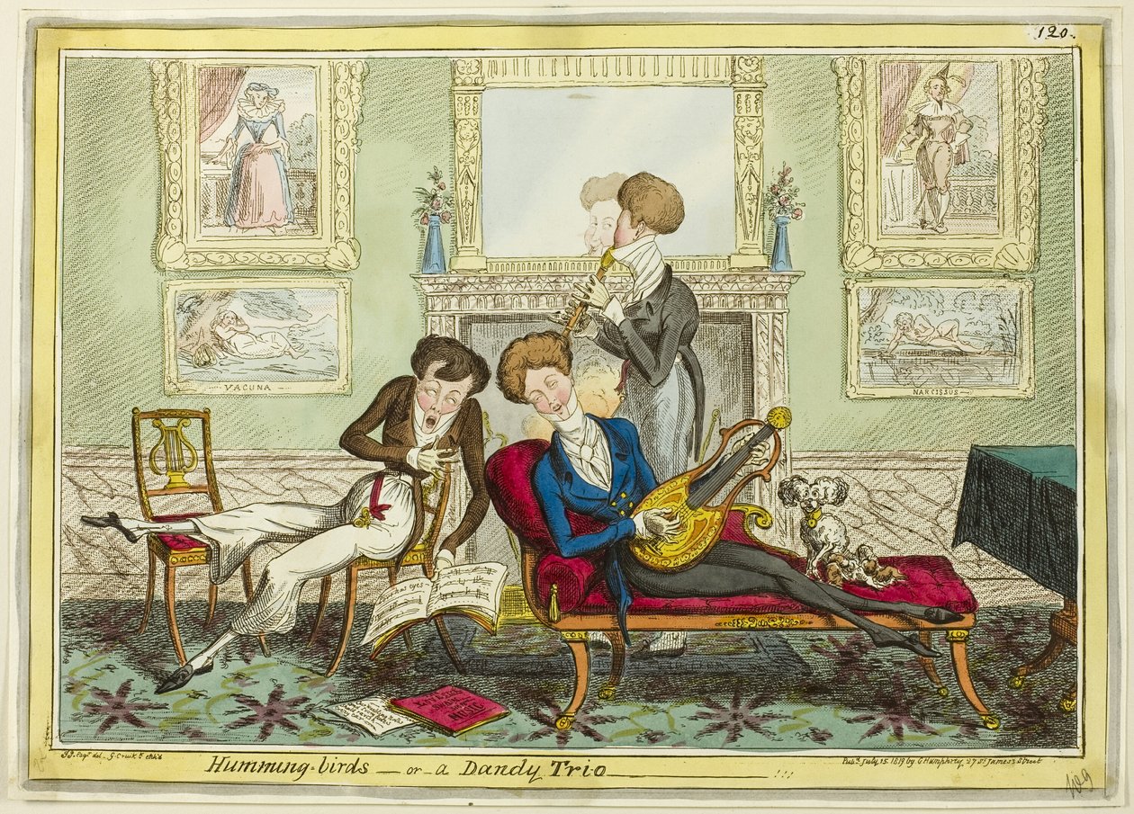Zoemende vogels, of een dandy trio door George Cruikshank