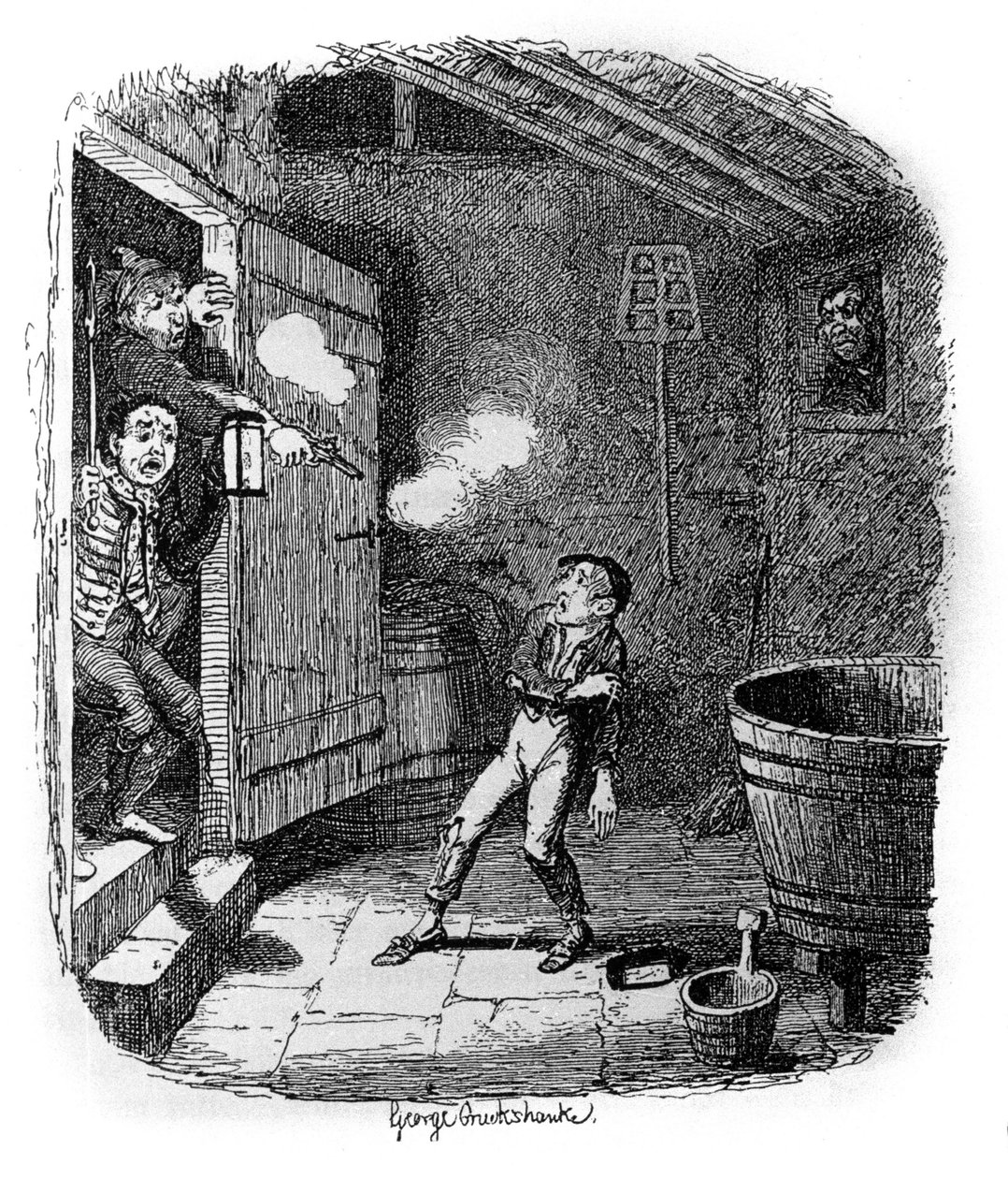 Illustratie voor "Oliver Twist" (Olivier) door Charles Dickens (1812-1870), door George Cruikshank (1792-1878) door George Cruikshank
