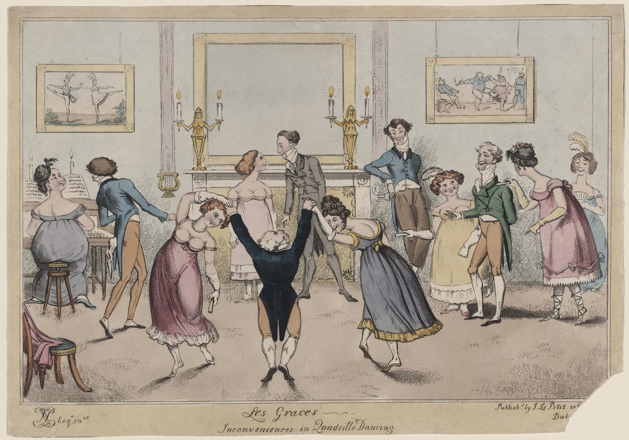 Les Graces, ongemakken bij Quadrille-dansen door George Cruikshank