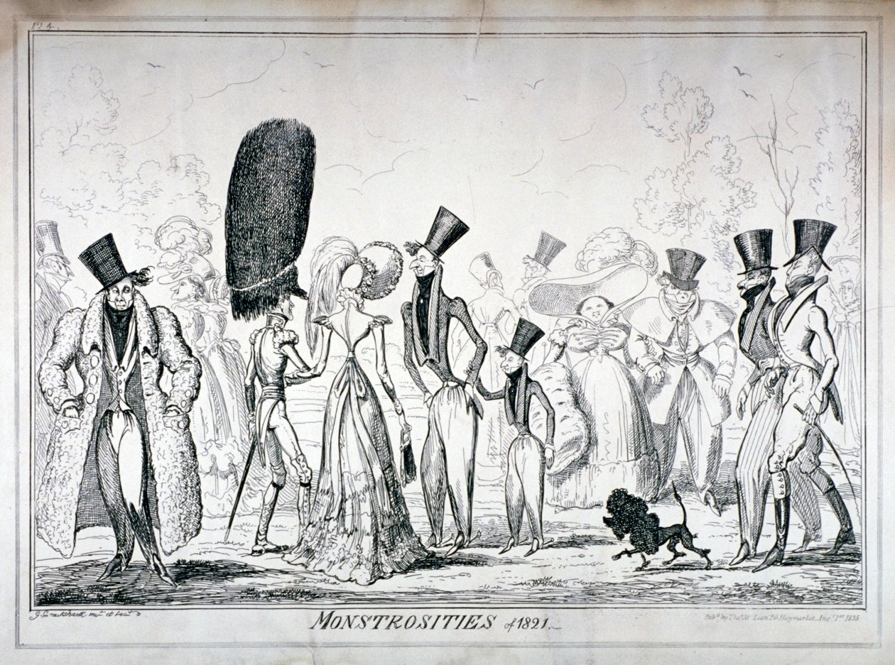 Monstrositeiten van 1821, 1835 door George Cruikshank