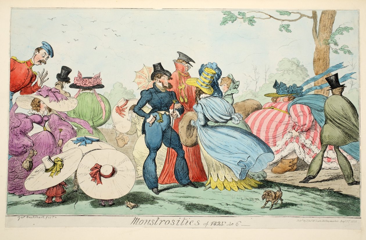 Monstrositeiten van 1825 & 6, pub. 1835 door George Cruikshank
