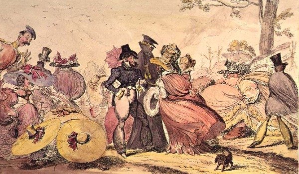 Monstrositeiten van 1825 en 1826. (Satirische Cartoon van 19e eeuwse Engelse Mode) door George Cruikshank