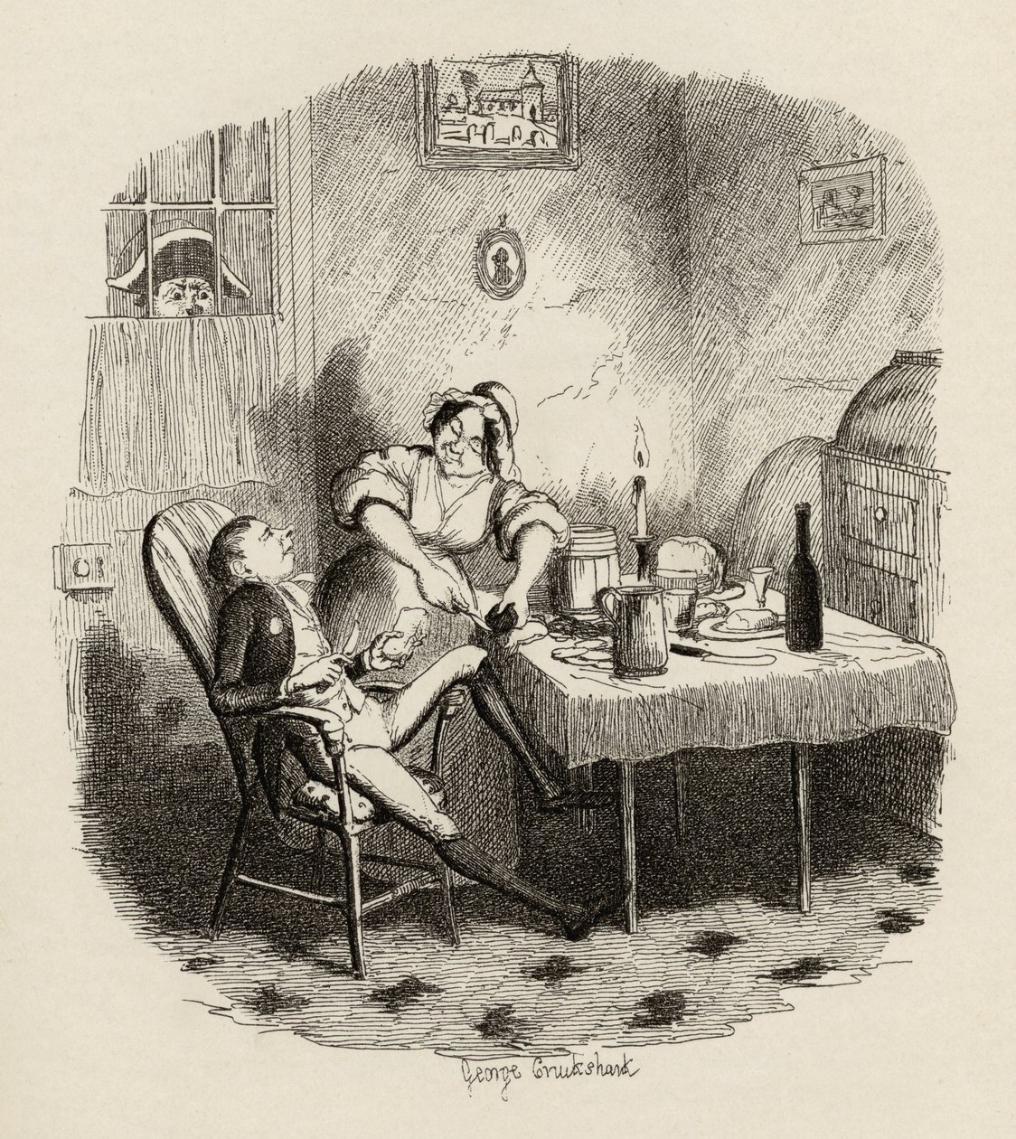 Mr. Claypole zoals hij verscheen toen zijn meester weg was, uit 
