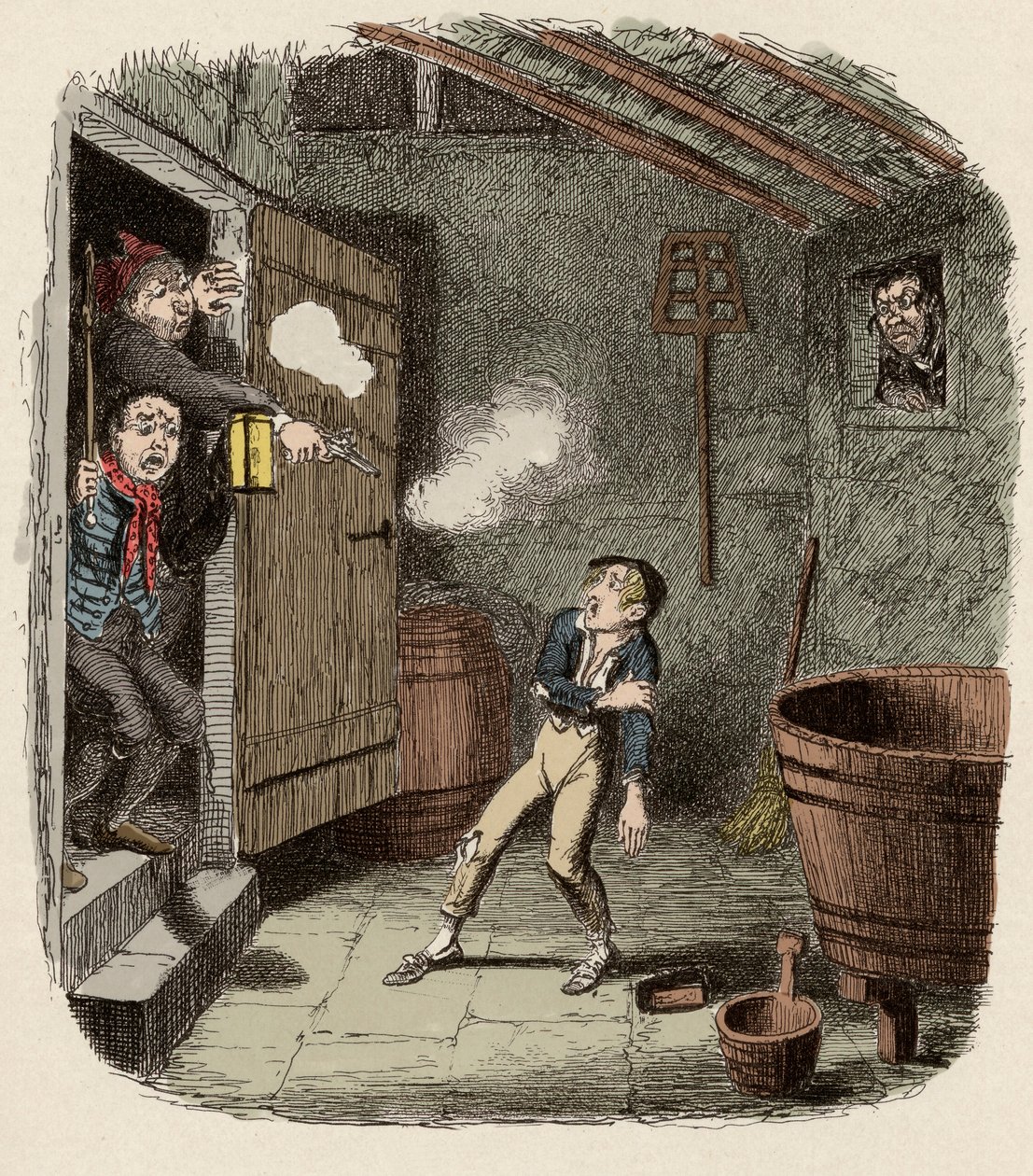 Oliver verrast en gewond tijdens de inbraakpoging (illustratie voor 