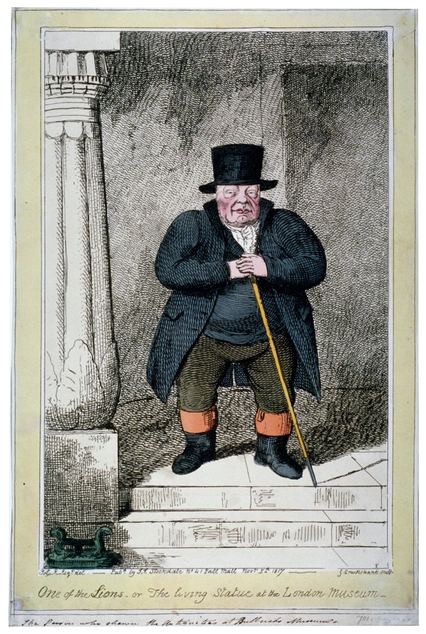 Een van de Leeuwen - of het levende standbeeld in het Londens Museum door George Cruikshank