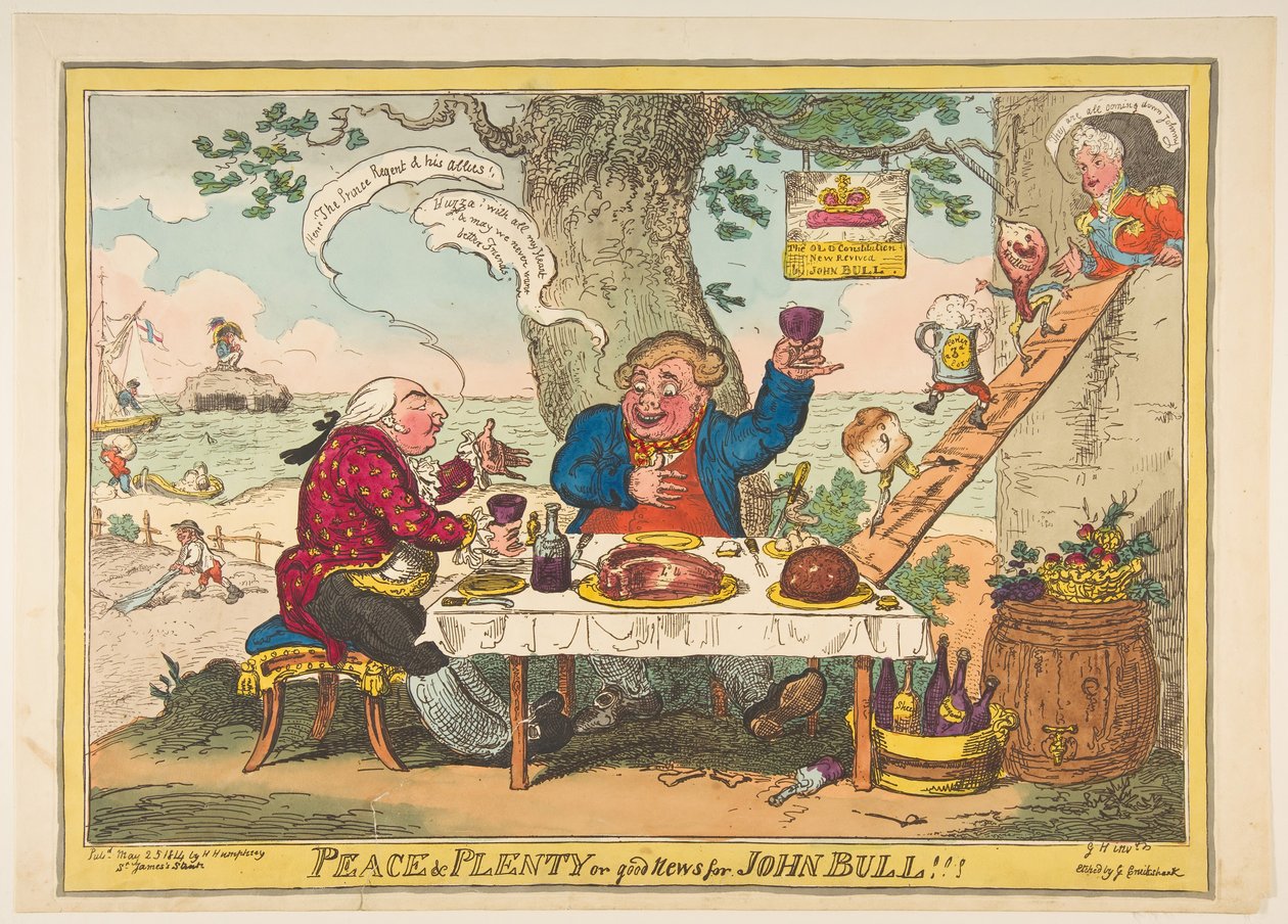 Vrede en overvloed of goed nieuws voor John Bull!!!, 25 mei 1814 door George Cruikshank